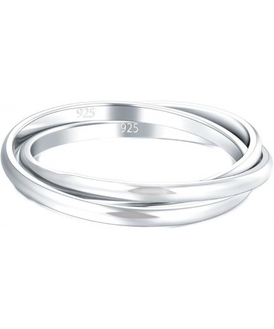 Sterling Silver Sterling Silver Ring Triple Row Rolling Interlocking Silver Rings High Polish Rings for Women, Men Meditation...