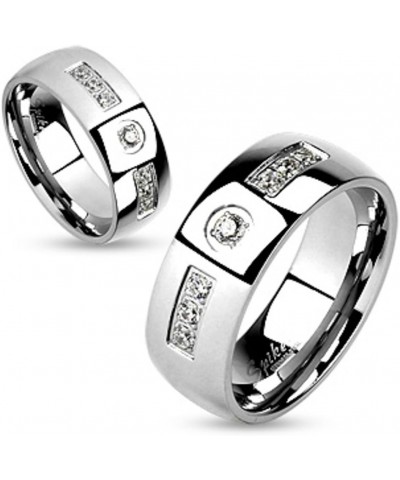 His and Her Stainless Steel 2.10 Carat Cubic Zirconia Bridal Ring Set and Men's Wedding Band Women's Size 06 Men's Size 05 $1...