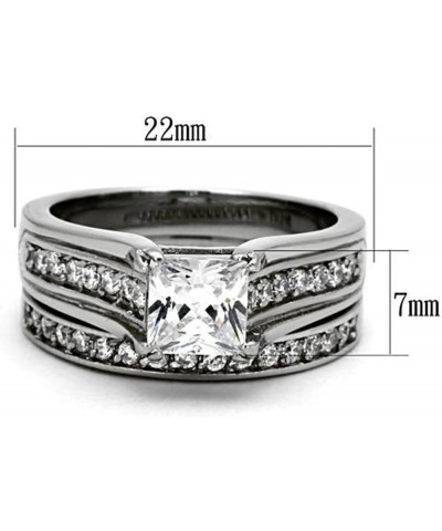 His and Her Stainless Steel 2.10 Carat Cubic Zirconia Bridal Ring Set and Men's Wedding Band Women's Size 06 Men's Size 05 $1...