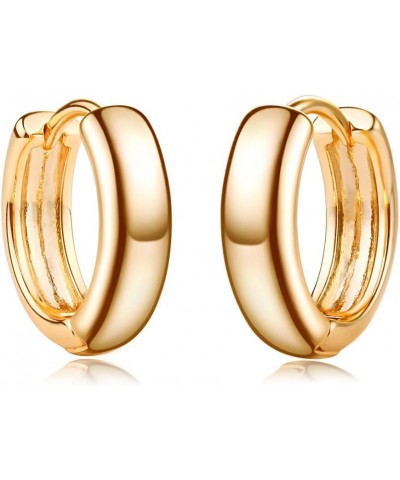 Women Huggie Earrings Gold Hoop 14K Gold Filled Small Simple Handmade Hypoallergenic Everyday Jewelry Dome $10.29 Earrings