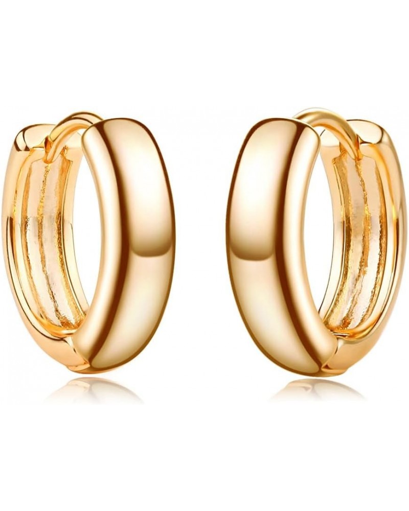 Women Huggie Earrings Gold Hoop 14K Gold Filled Small Simple Handmade Hypoallergenic Everyday Jewelry Dome $10.29 Earrings