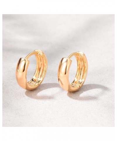 Women Huggie Earrings Gold Hoop 14K Gold Filled Small Simple Handmade Hypoallergenic Everyday Jewelry Dome $10.29 Earrings