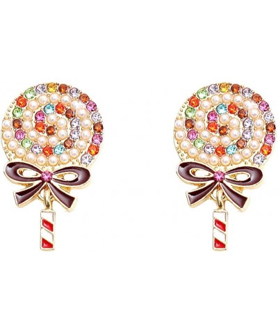 CZ Mini Lollipop Crystal Pearl Dangle Earrings for Women Teen Girls Post Pin Cubic Zirconia Gold Plated Cartilage Fashion Cut...