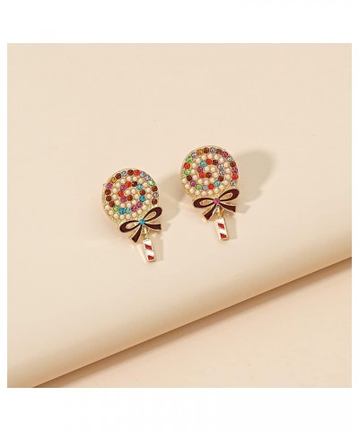 CZ Mini Lollipop Crystal Pearl Dangle Earrings for Women Teen Girls Post Pin Cubic Zirconia Gold Plated Cartilage Fashion Cut...