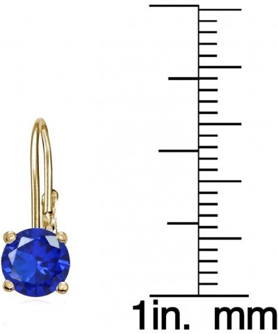 Yellow Gold Flashed Sterling Silver Simulated Gemstone 6mm Round Leverback Earrings Simulated Blue Sapphire $15.11 Earrings