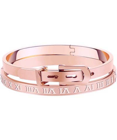 Gold Silver Rose Gold Plated Bracelets for Men Women Roman Numeral Bangle Bracelet Stainless Steel Personalized Engraved Unis...