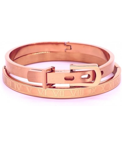 Gold Silver Rose Gold Plated Bracelets for Men Women Roman Numeral Bangle Bracelet Stainless Steel Personalized Engraved Unis...