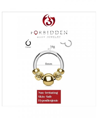 16 g 8 mm Surgical Steel Hinged Segment Septum Nose Ring Hoop Piercing/Cartilage Earring for Women or Men (Choose style/Color...