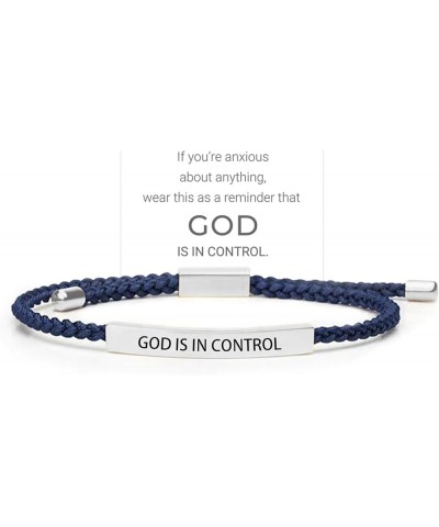 God Is In Control Tube Bracelet, Handmade Braided Adjustable Inspirational Bracelets, Stainless Steel Let Him Comfort Tube Br...