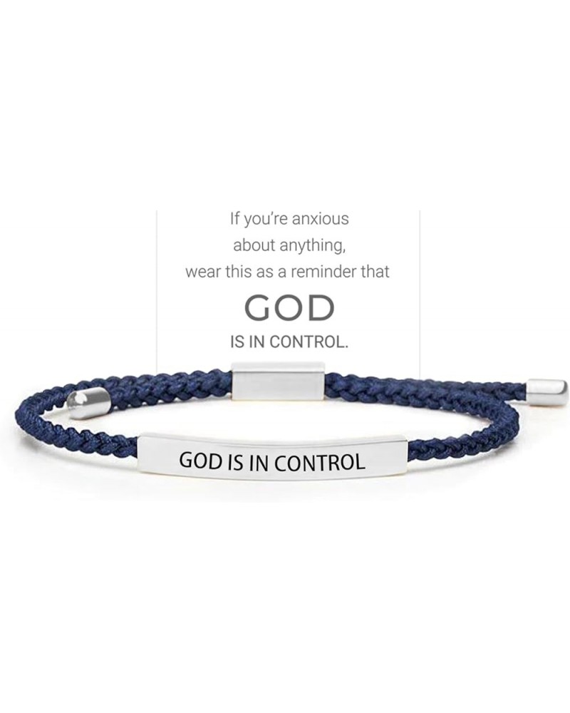 God Is In Control Tube Bracelet, Handmade Braided Adjustable Inspirational Bracelets, Stainless Steel Let Him Comfort Tube Br...