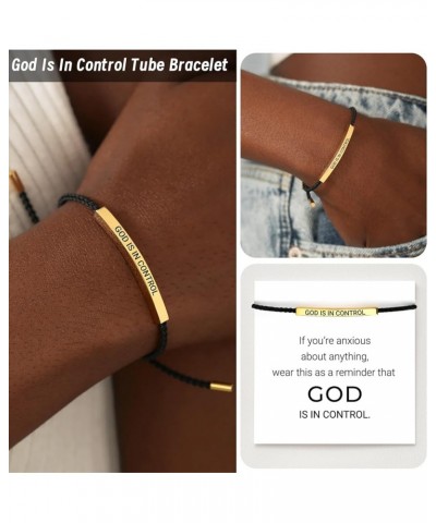 God Is In Control Tube Bracelet, Handmade Braided Adjustable Inspirational Bracelets, Stainless Steel Let Him Comfort Tube Br...