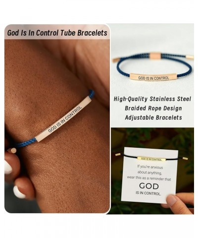 God Is In Control Tube Bracelet, Handmade Braided Adjustable Inspirational Bracelets, Stainless Steel Let Him Comfort Tube Br...