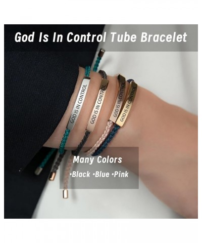 God Is In Control Tube Bracelet, Handmade Braided Adjustable Inspirational Bracelets, Stainless Steel Let Him Comfort Tube Br...