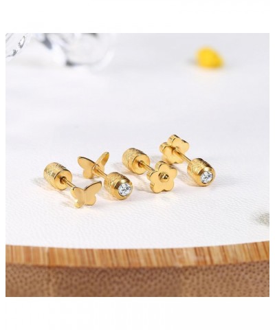 18Pairs Screw Back Earrings Stainless Steel Stud Earrings for Women Men Tiny Flat back Stud Earrings Cubic Zirconia Hypoaller...