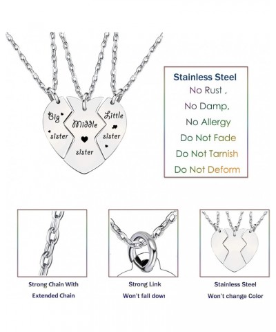 3pcs Sister Necklace Set Big Sister Middle Sister Little Sister Gifts for Women Girl Christmas Stainless Steel $9.43 Necklaces