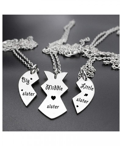 3pcs Sister Necklace Set Big Sister Middle Sister Little Sister Gifts for Women Girl Christmas Stainless Steel $9.43 Necklaces