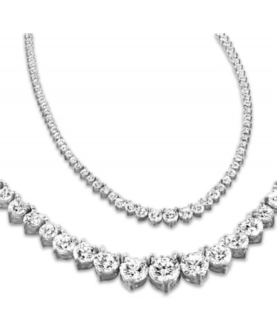 3-20 Carat Round 17 "Graduate Diamond Tennis Riviera Necklace (F-G Color, SI1-SI2 Clarity) Ultra Premium Collection 3 Prong 7...