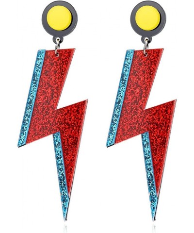 Lightning Dangle Earrings Exaggerated Acrylic Lightning Bolt Neon Flash Drop Earrings for Women Girls Jewelry Gift Red $8.50 ...