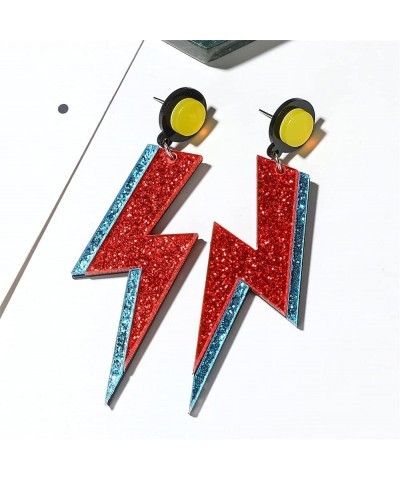 Lightning Dangle Earrings Exaggerated Acrylic Lightning Bolt Neon Flash Drop Earrings for Women Girls Jewelry Gift Red $8.50 ...