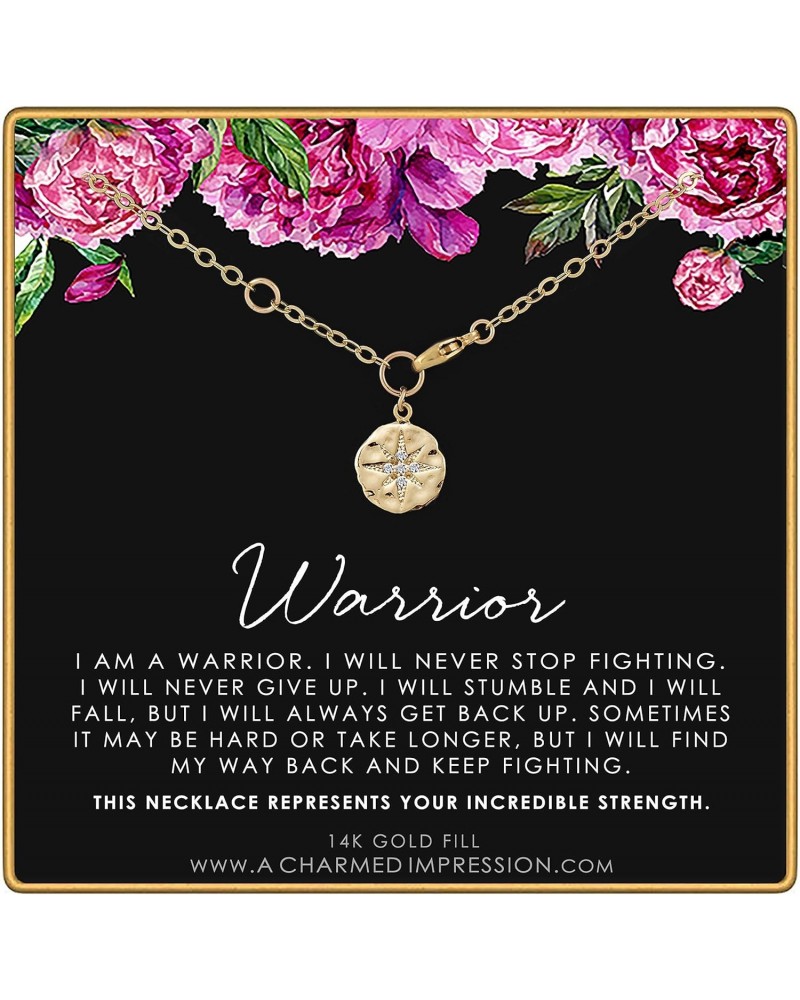 Warrior Bracelet Gold • Fighter Survivor Gifts for Women • CZ Diamond Starburst • Cancer • Mantra Affirmation • Depression • ...