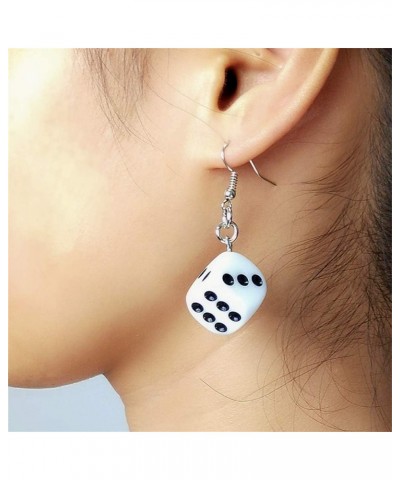 3D Dice Dangle Earrings Set Punk Acrylic Black White Cube Square Dice Charm Drop Earrings Funny Resin Geometric Hip Hop Night...