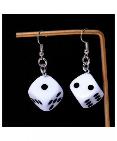 3D Dice Dangle Earrings Set Punk Acrylic Black White Cube Square Dice Charm Drop Earrings Funny Resin Geometric Hip Hop Night...