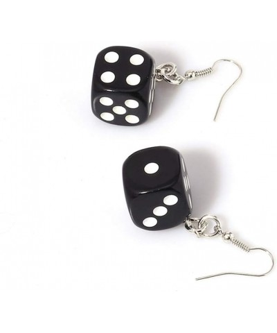 3D Dice Dangle Earrings Set Punk Acrylic Black White Cube Square Dice Charm Drop Earrings Funny Resin Geometric Hip Hop Night...