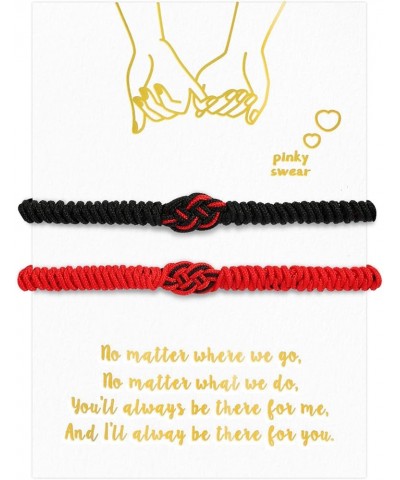 Couples Bracelets, Matching Bracelets for Couples His and Hers, Sign Handmade Rope Braided, BFF Bracelets for 2 Black+Red-Luc...