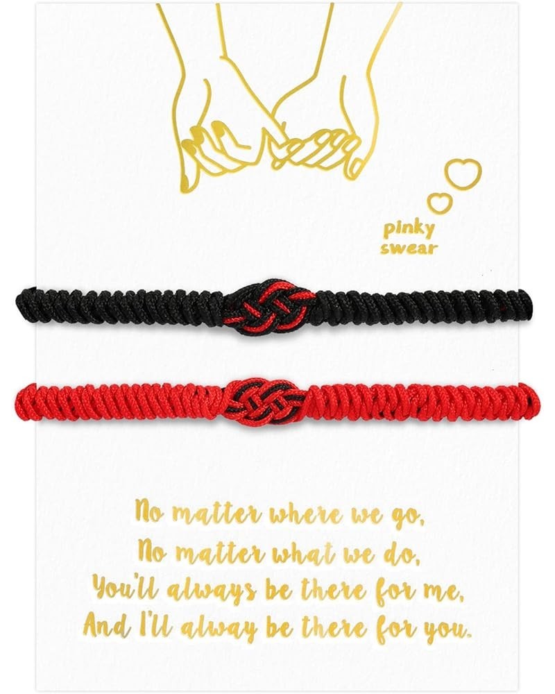 Couples Bracelets, Matching Bracelets for Couples His and Hers, Sign Handmade Rope Braided, BFF Bracelets for 2 Black+Red-Luc...