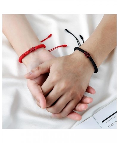 Couples Bracelets, Matching Bracelets for Couples His and Hers, Sign Handmade Rope Braided, BFF Bracelets for 2 Black+Red-Luc...