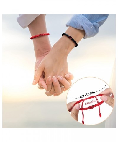 Couples Bracelets, Matching Bracelets for Couples His and Hers, Sign Handmade Rope Braided, BFF Bracelets for 2 Black+Red-Luc...