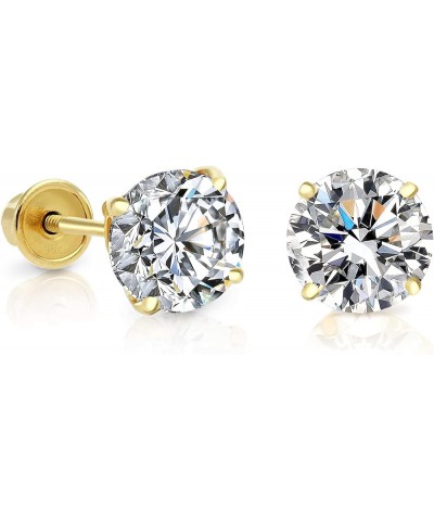 14k Yellow Gold Cubic Zirconia Stud Earrings with Screw Backs 5mm $22.48 Earrings