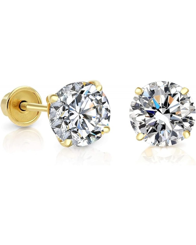 14k Yellow Gold Cubic Zirconia Stud Earrings with Screw Backs 5mm $22.48 Earrings