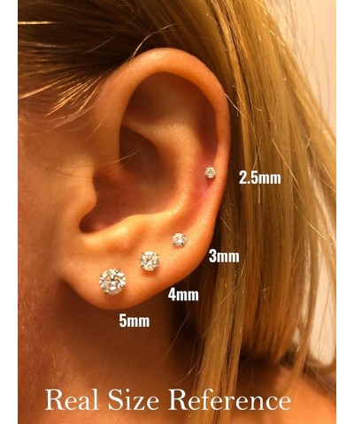 14k Yellow Gold Cubic Zirconia Stud Earrings with Screw Backs 5mm $22.48 Earrings