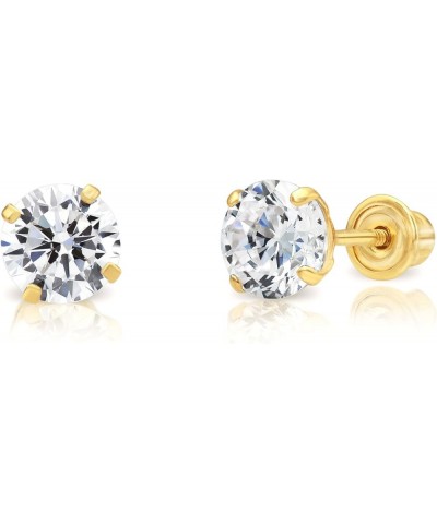 14k Yellow Gold Cubic Zirconia Stud Earrings with Screw Backs 5mm $22.48 Earrings