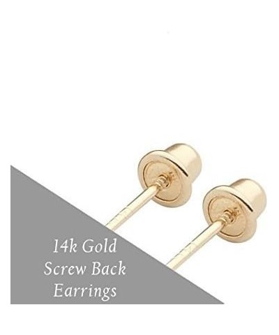 14k Yellow Gold Cubic Zirconia Stud Earrings with Screw Backs 5mm $22.48 Earrings