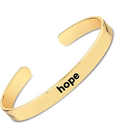 Inspirational Bangle Collection - Gold-Finished Brass Bangles - Oval Shaped - Fits Up To 8" Wrist Hope $12.10 Bracelets