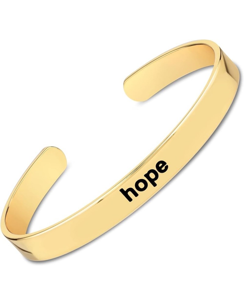 Inspirational Bangle Collection - Gold-Finished Brass Bangles - Oval Shaped - Fits Up To 8" Wrist Hope $12.10 Bracelets