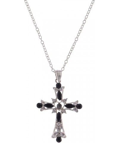 Gothic Crystal Cross Love Heart Pendant Necklace Black $13.04 Necklaces