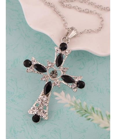 Gothic Crystal Cross Love Heart Pendant Necklace Black $13.04 Necklaces