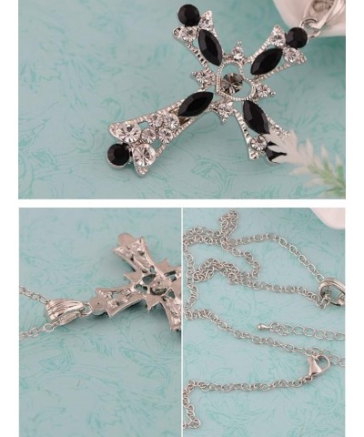 Gothic Crystal Cross Love Heart Pendant Necklace Black $13.04 Necklaces