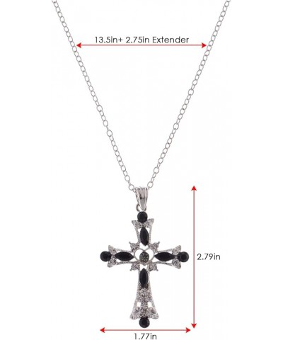 Gothic Crystal Cross Love Heart Pendant Necklace Black $13.04 Necklaces