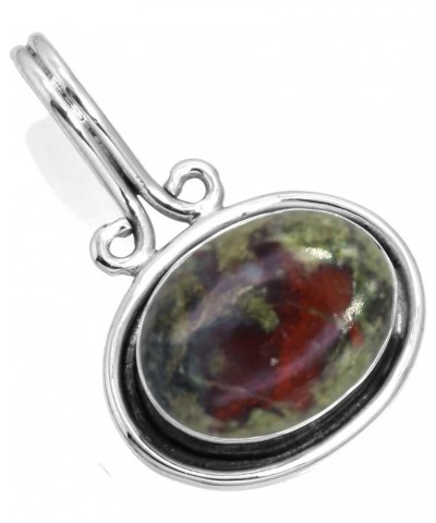 925 Sterling Silver Handmade Pendant for Women 10x14 Oval Gemstone Boho Silver Jewelry for Gift (99552_P) Dragon Blood Jasper...