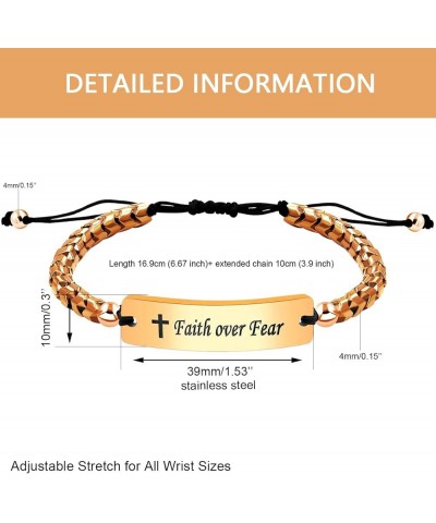 Faith Over Fear Bracelets - Gear-Shaped Hematite Cuff Bangle Adjustable Braided String Y2300 Faith Over Fear-Bronze $8.39 Bra...