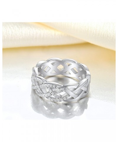 Women's Twisted Knot Rings 925 Sterling Silver Criss Knot Ring 18k White Gold Plated Cubic Zirconia Infinity Statement Rings ...