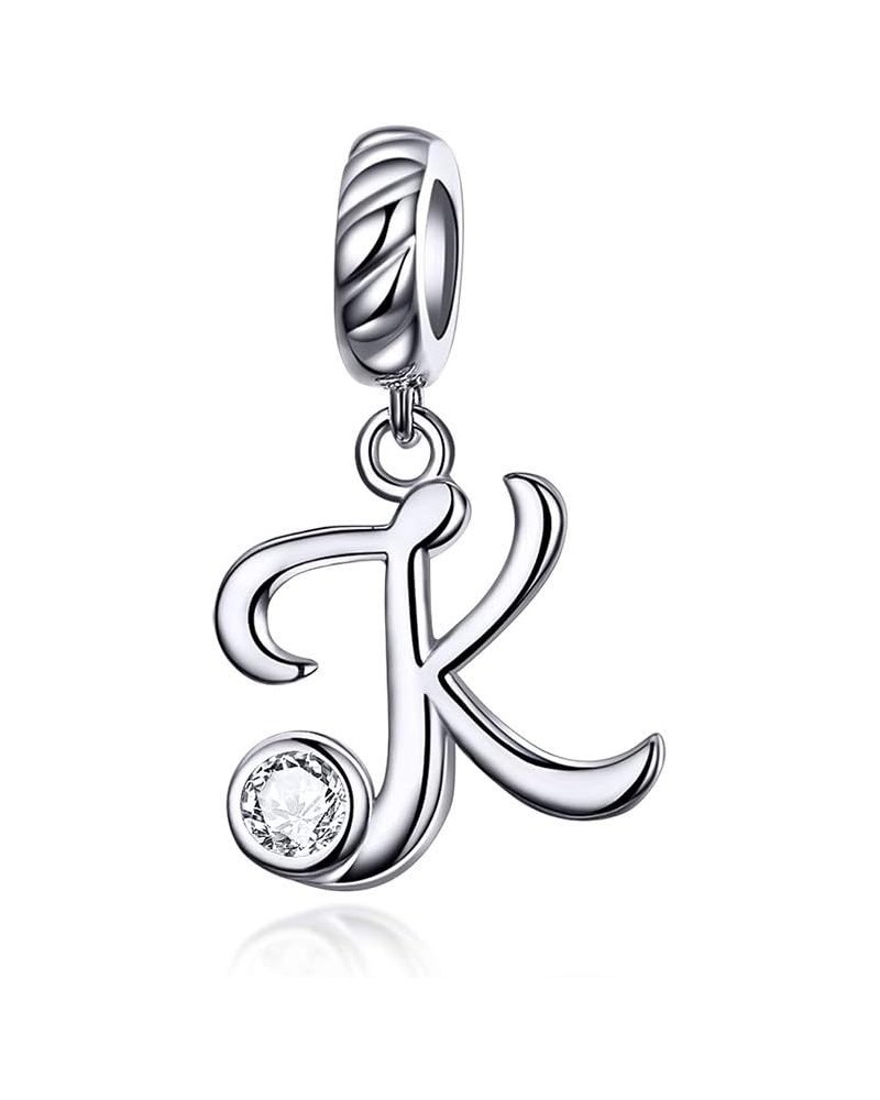 Letter Charm 925 Sterling Silver with Cubic Stones Initial A~Z Gift Options Alphabet Charm Dangle Charm fit Personalized Gift...