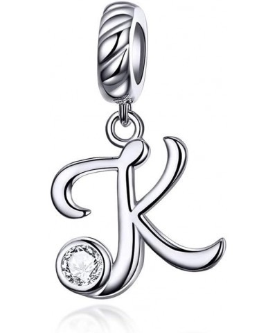 Letter Charm 925 Sterling Silver with Cubic Stones Initial A~Z Gift Options Alphabet Charm Dangle Charm fit Personalized Gift...