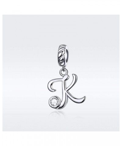 Letter Charm 925 Sterling Silver with Cubic Stones Initial A~Z Gift Options Alphabet Charm Dangle Charm fit Personalized Gift...