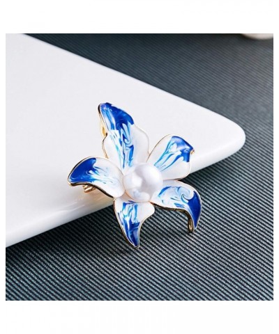 Elegant Enamel Plum Blossom Flower Brooch Pin, Fashion Gold Plated Pearls Floral Brooch Lapel Pin for Women Girl Bridal Weddi...