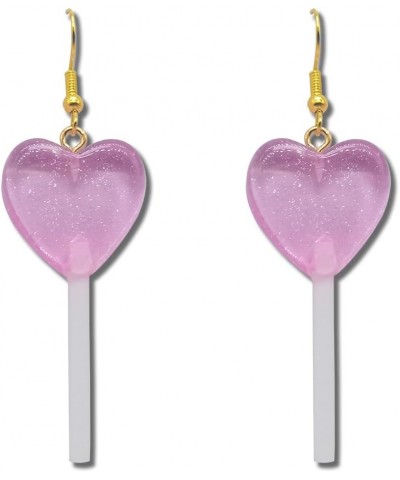 Heart Lollipop Earrings Cute Pink Heart Candy Earrings Valentine Large Heart Lollipop Earring Acrylic Valentine's Day Heart S...